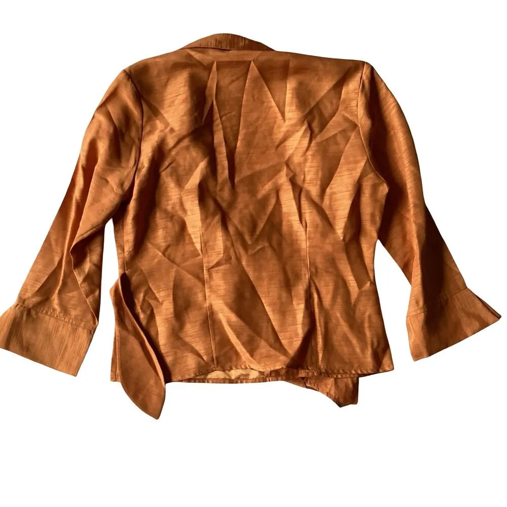 Street Fashion Satin Wrap Top Orange - Image 6