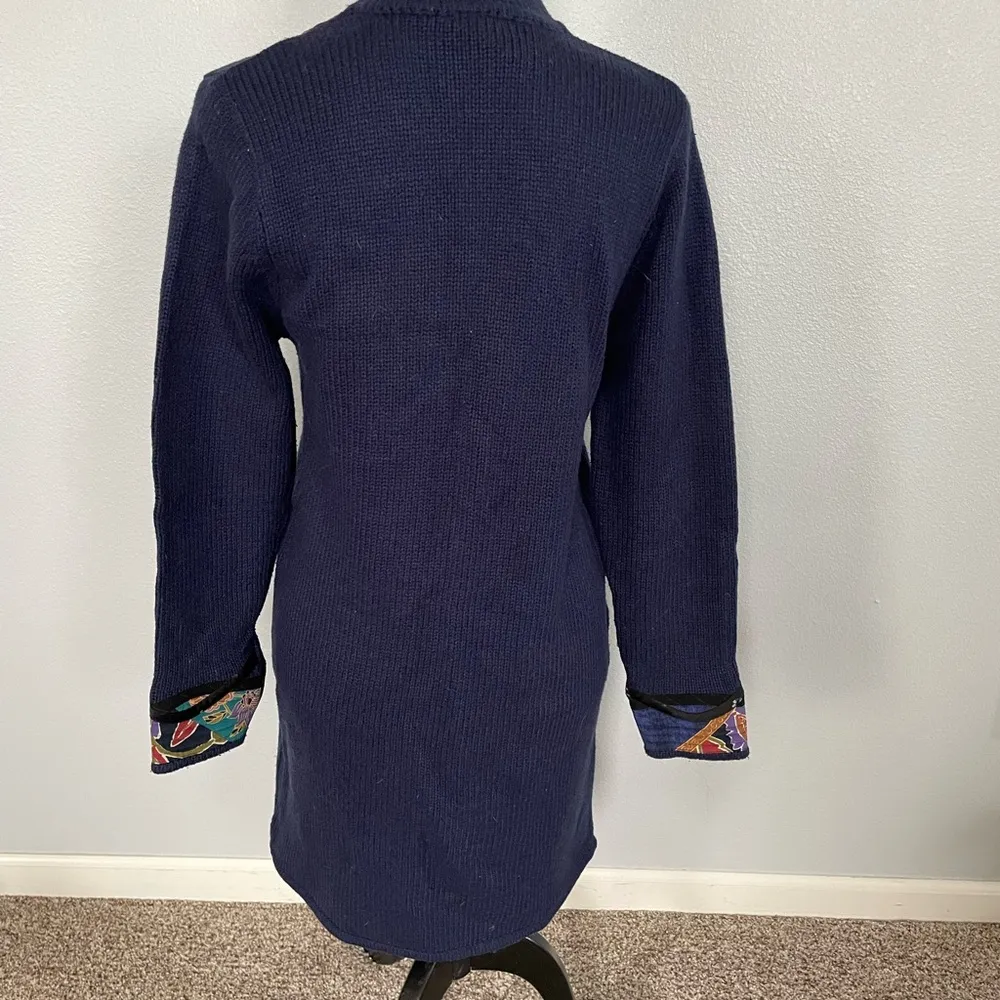 Koos Of Course Floral Quilted & Knit Cardigan size XS Silk & Wool Blue - Image 4