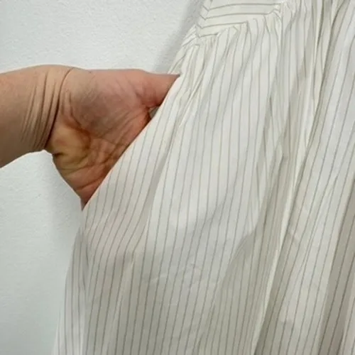 PARKER Julienne Striped White Pleated Maxi Skirt Pockets Size 2 Classic NWOT - Image 6