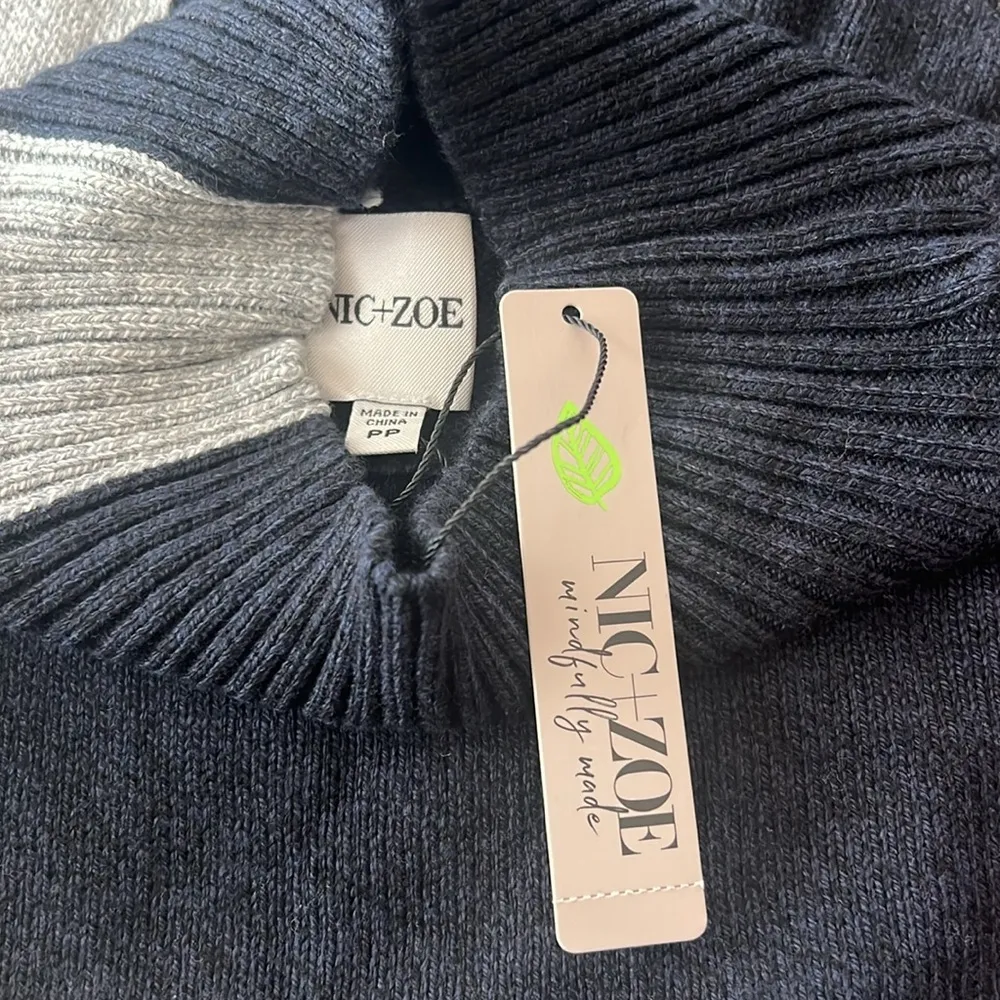 NIC+ZOE Petite Glowing Embers Sweater, Indigo Multi Size PP/PXS New w/Tag $158 - Image 7