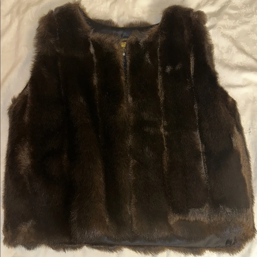 Donna Salyers Faux Fur Vest in Rich Brown M Size M - Image 2