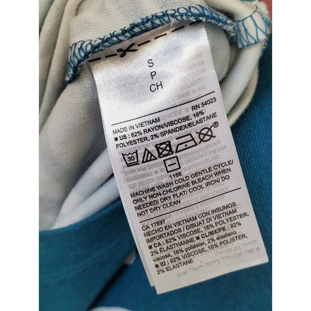 Old Navy Women's Blue Floral Rayon Round Neck Short Sleeve Knee Length Dress S - Image 9