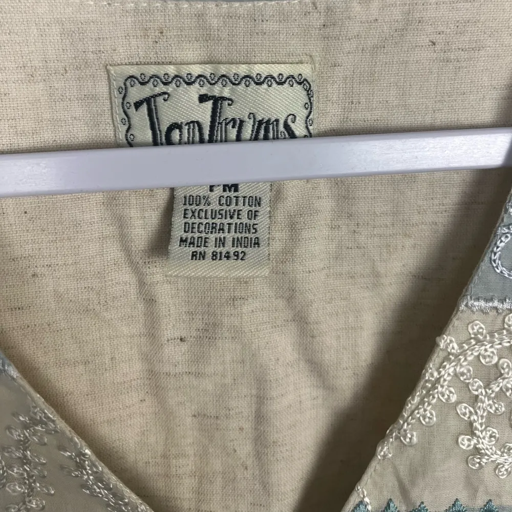 Vintage Tantrums Vest Women Pastel Striped Embroidered size petite medium Yellow - Image 2