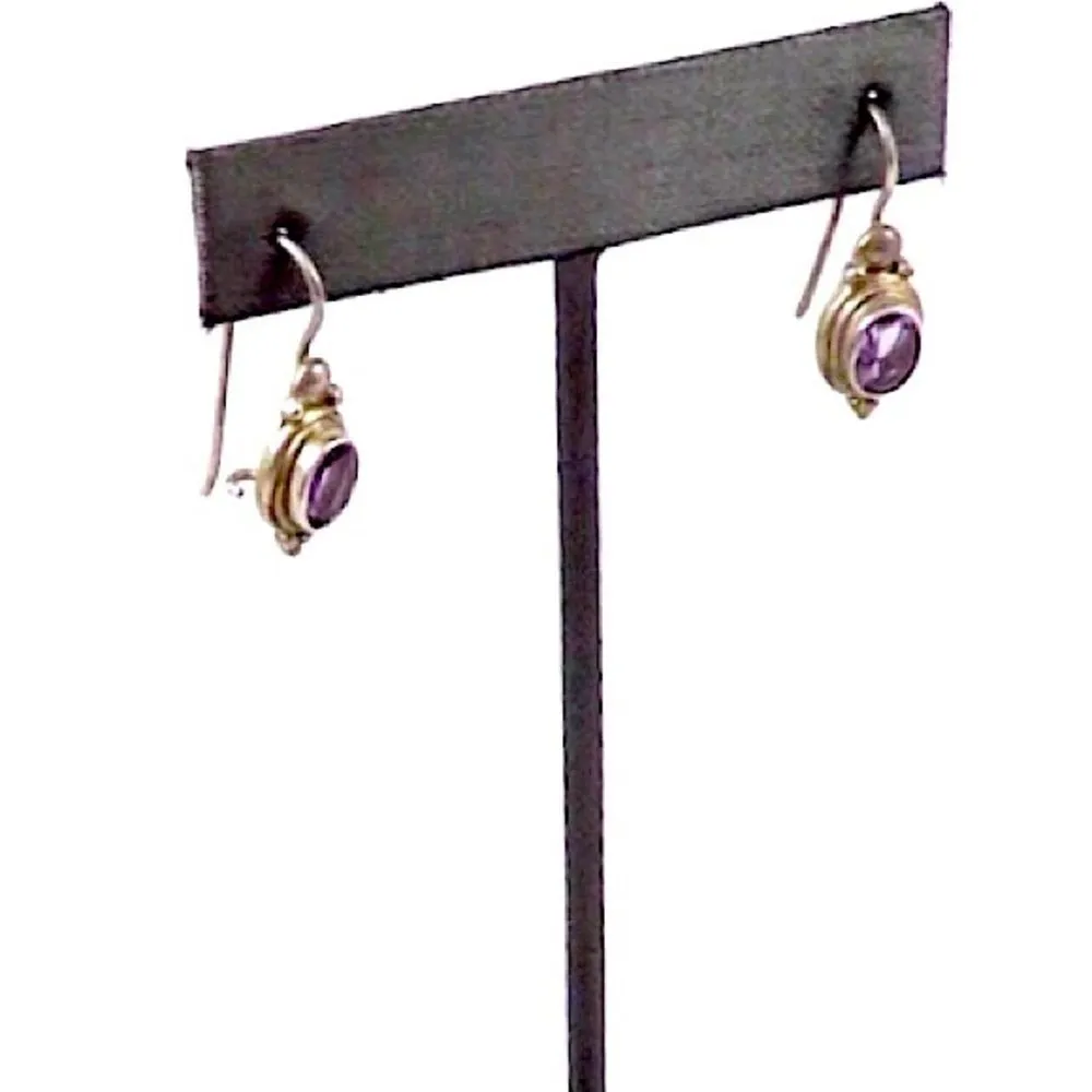 Genuine Sterling Silver Amethyst Drop Earrings - Image 5