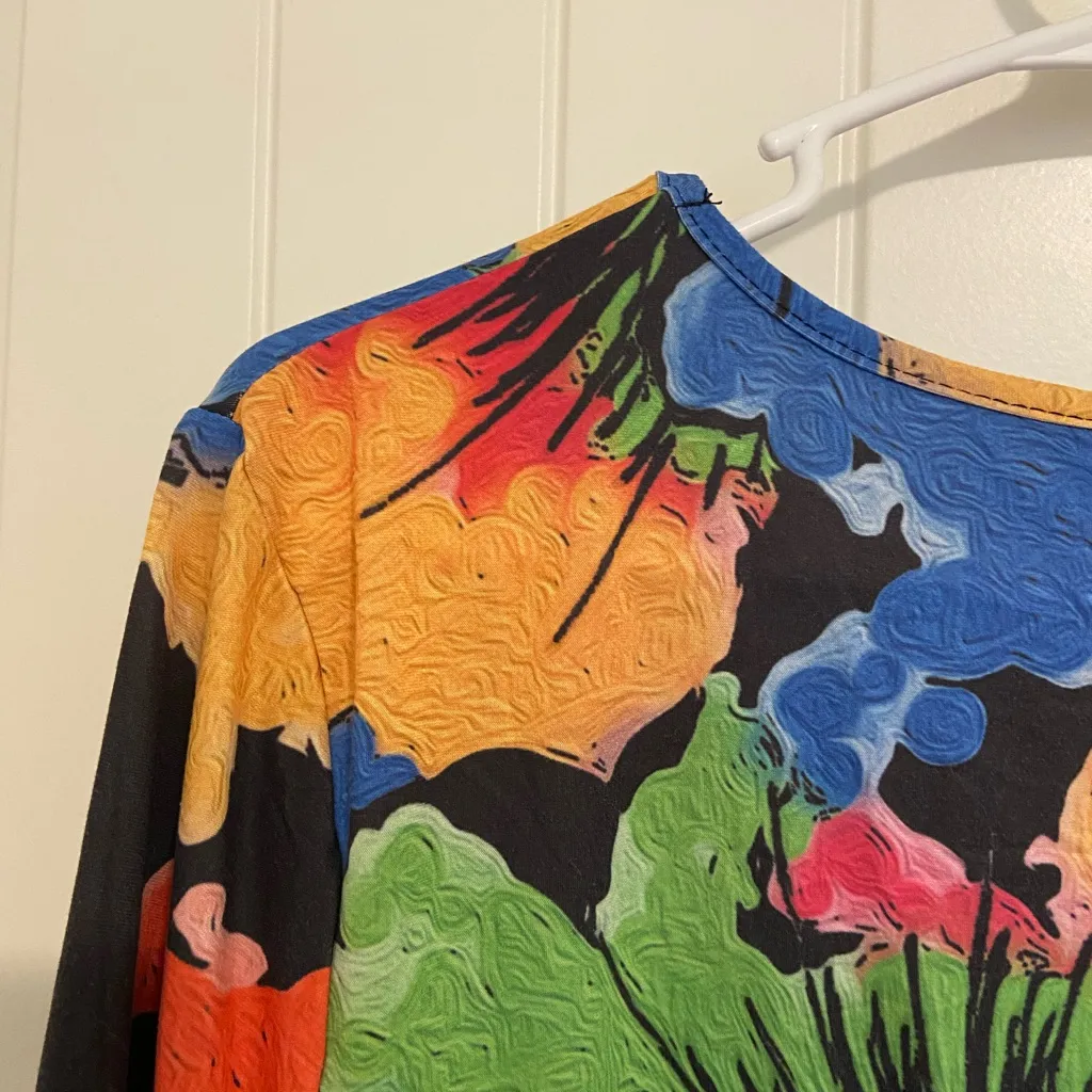 NWOT‎ | Lily by Firmiana women’s floral splatter bright color 3/4 sleeve dress Gray Size L - Image 8