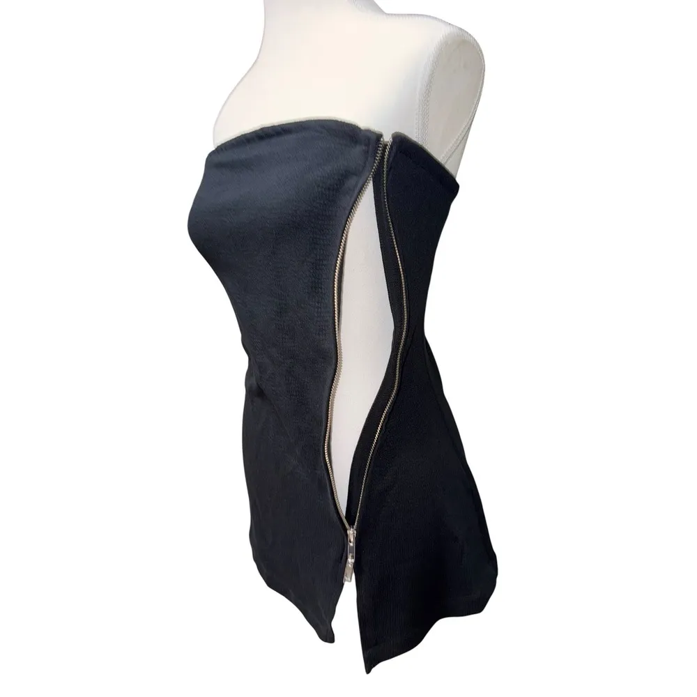 Maeve x Anthropologie Asymmetrical Zipper Tube Top Black/Noir Size Large - Image 5