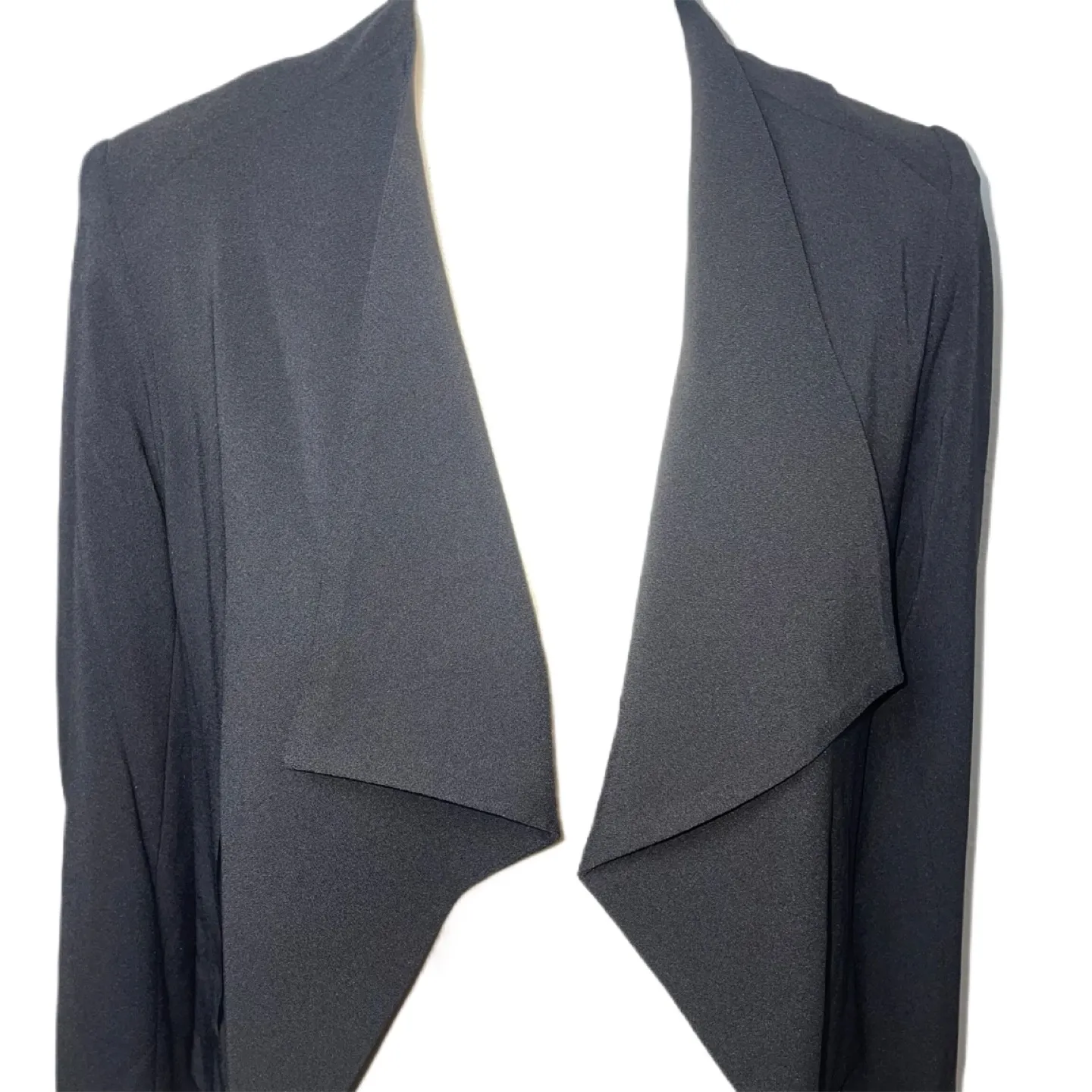 Krisa Black Jacket Medium Draped Front Faux Leather Back, Revolve Find - Image 4