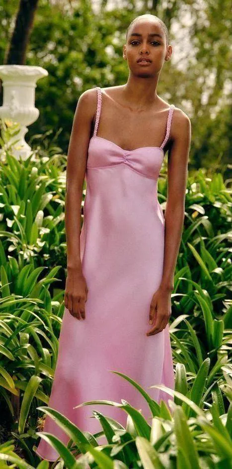 dress maxi midi Light Pink satin effect wedding party cocktail - Image 4