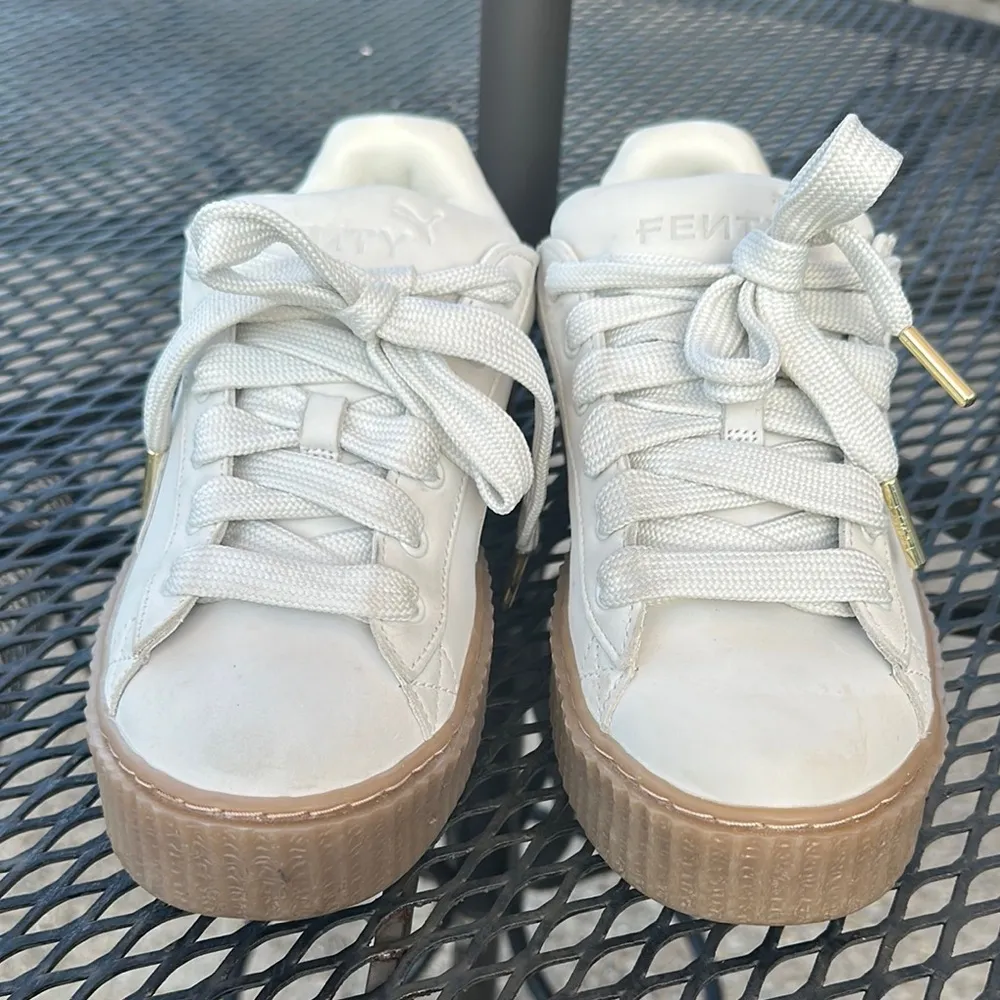 Puma x Fenty Creeper Phatty women’s Nubuck Warm White Gold Gum Sneakers size 9 - Image 12