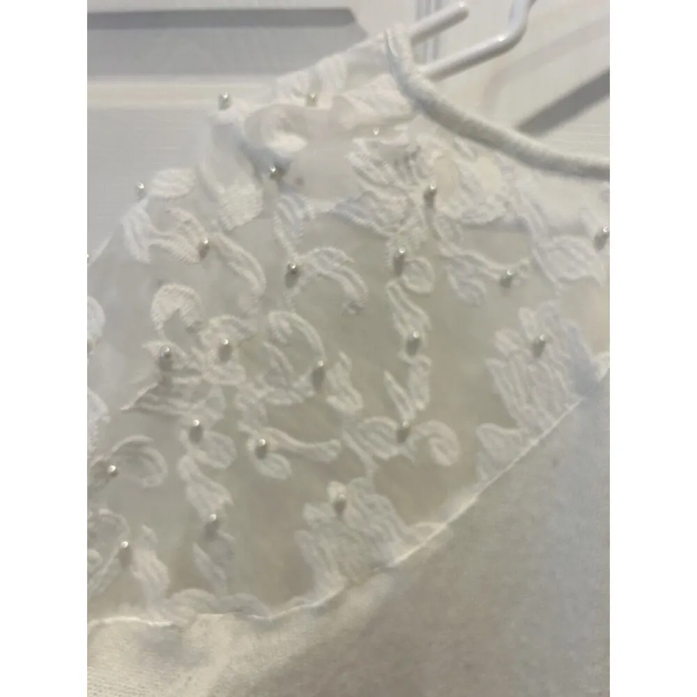 LC Lauren Conrad Runway Collection Lace Open‎ Back Sweater XL Holiday Party White - Image 7