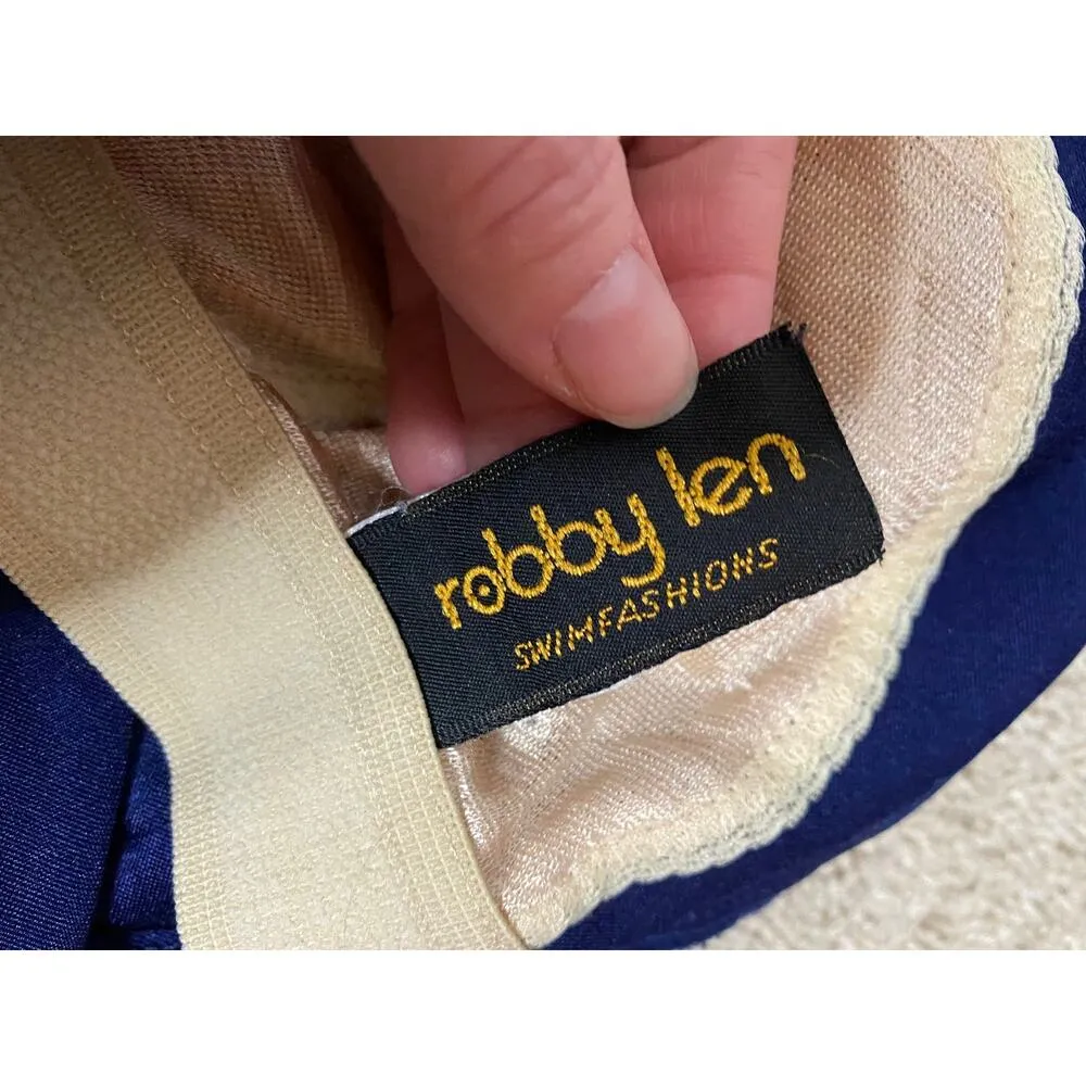 Robby Len swimfashion swimsuit one piece Vintage chevron blue Size 16 - Image 8