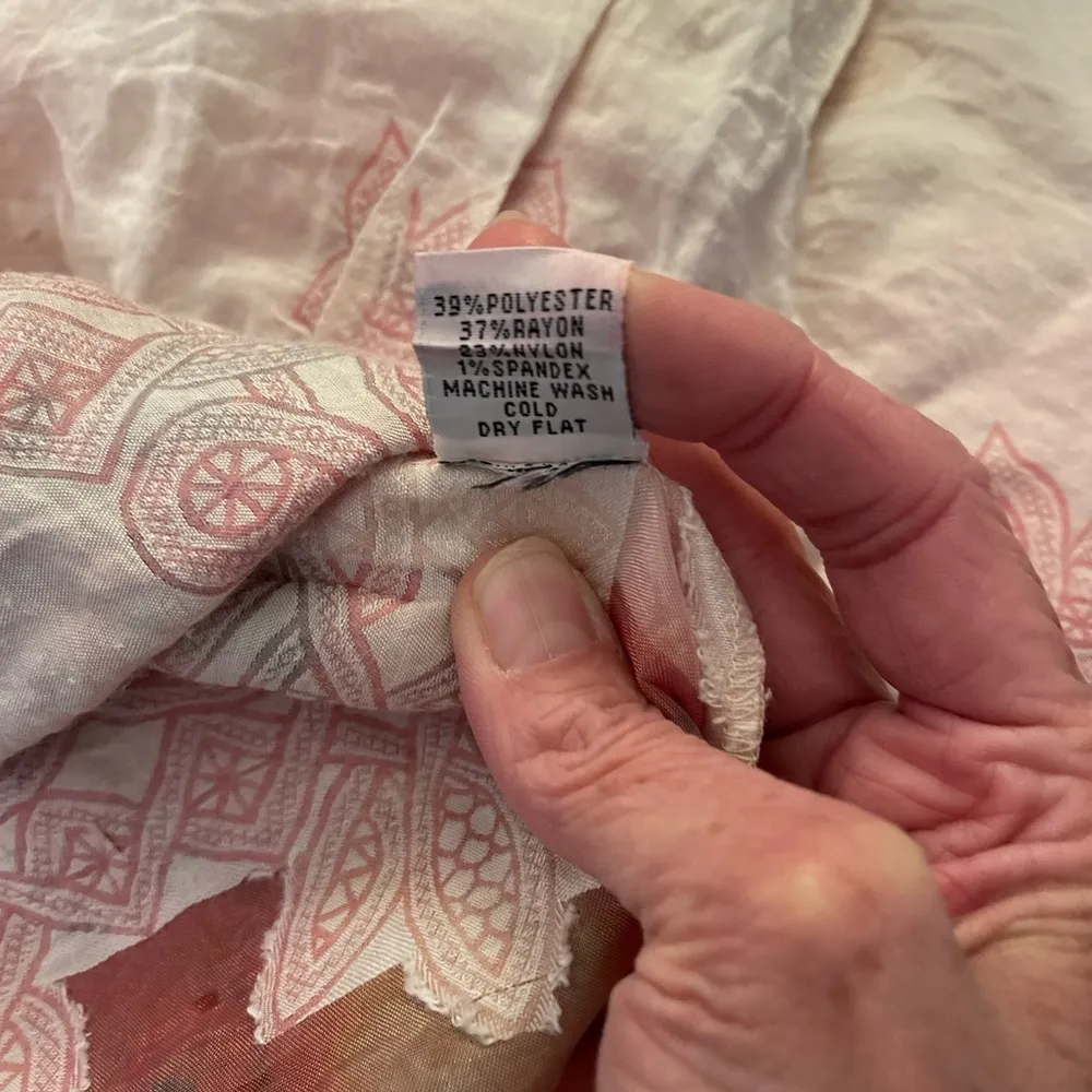 Lapis strapless dress swimsuit cover up in summery orange & cream. One size. Size M - Image 8