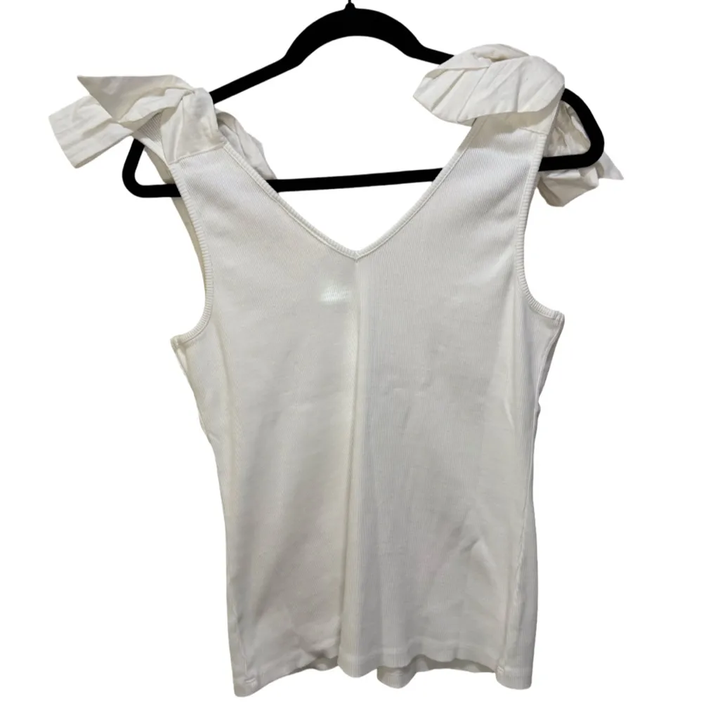 Anthropologie Maeve The Rafaela Bow-Tie Tank - White L - Image 4