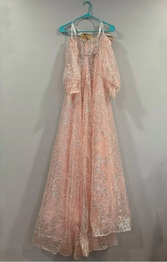 Sherri Hill 55017 Blush Pink Removable Sleeve Gown 0 NWT - Image 5