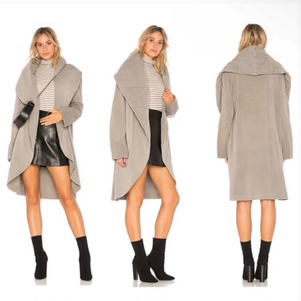 Young Fabulous & Broke Sandrine Coat Drape Hooded Quilted Jacket Grey Size M/L - Image 3