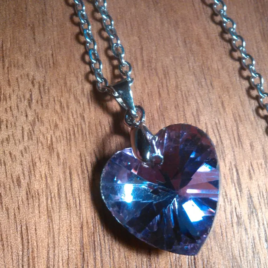 Mystic Color Crystal Heart Brass Pendant Stainless Steel Necklace - Image 5