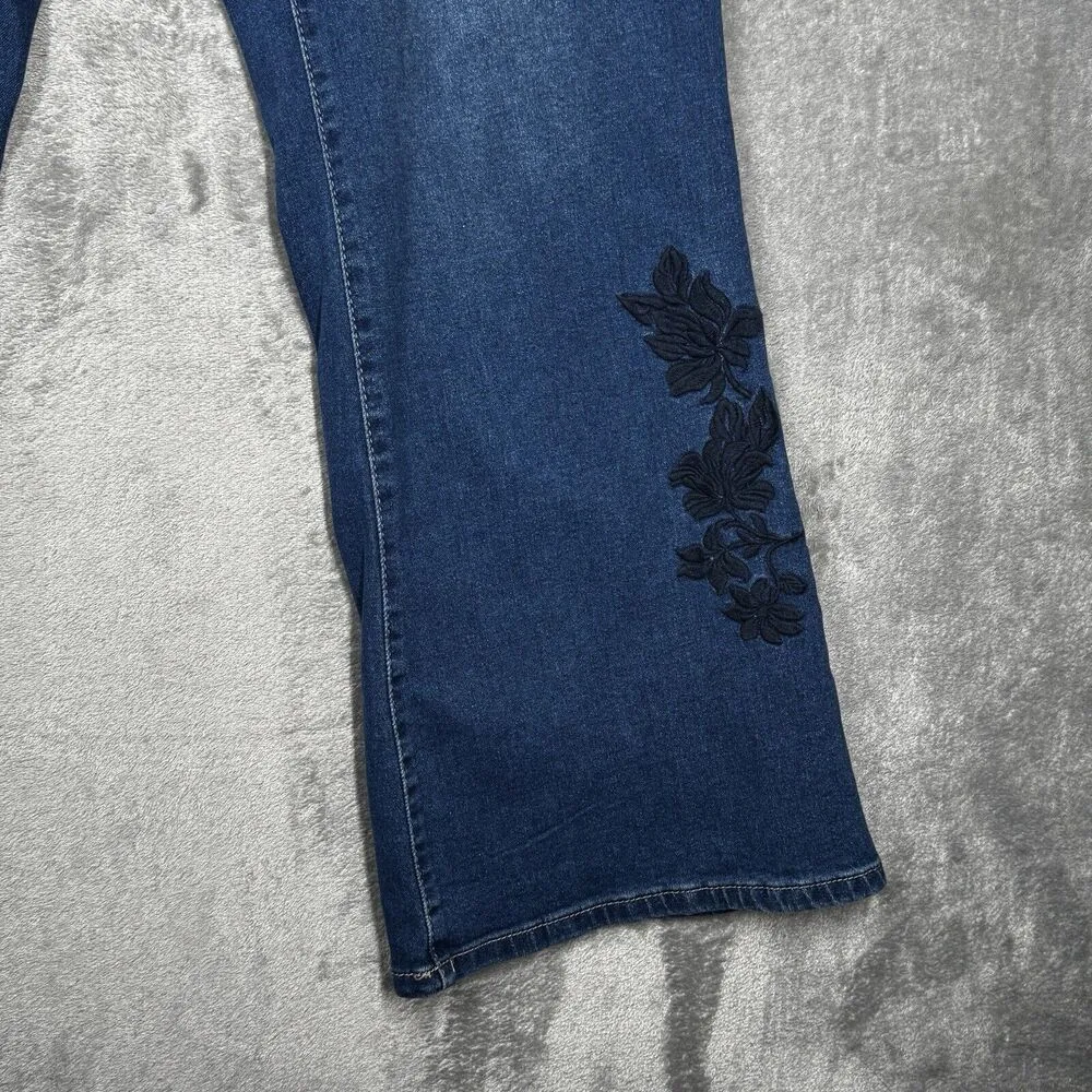 Nanette LaPore Jeans Womens 20W Blue Black Floral Embroider High Rise Belle Boot - Image 6