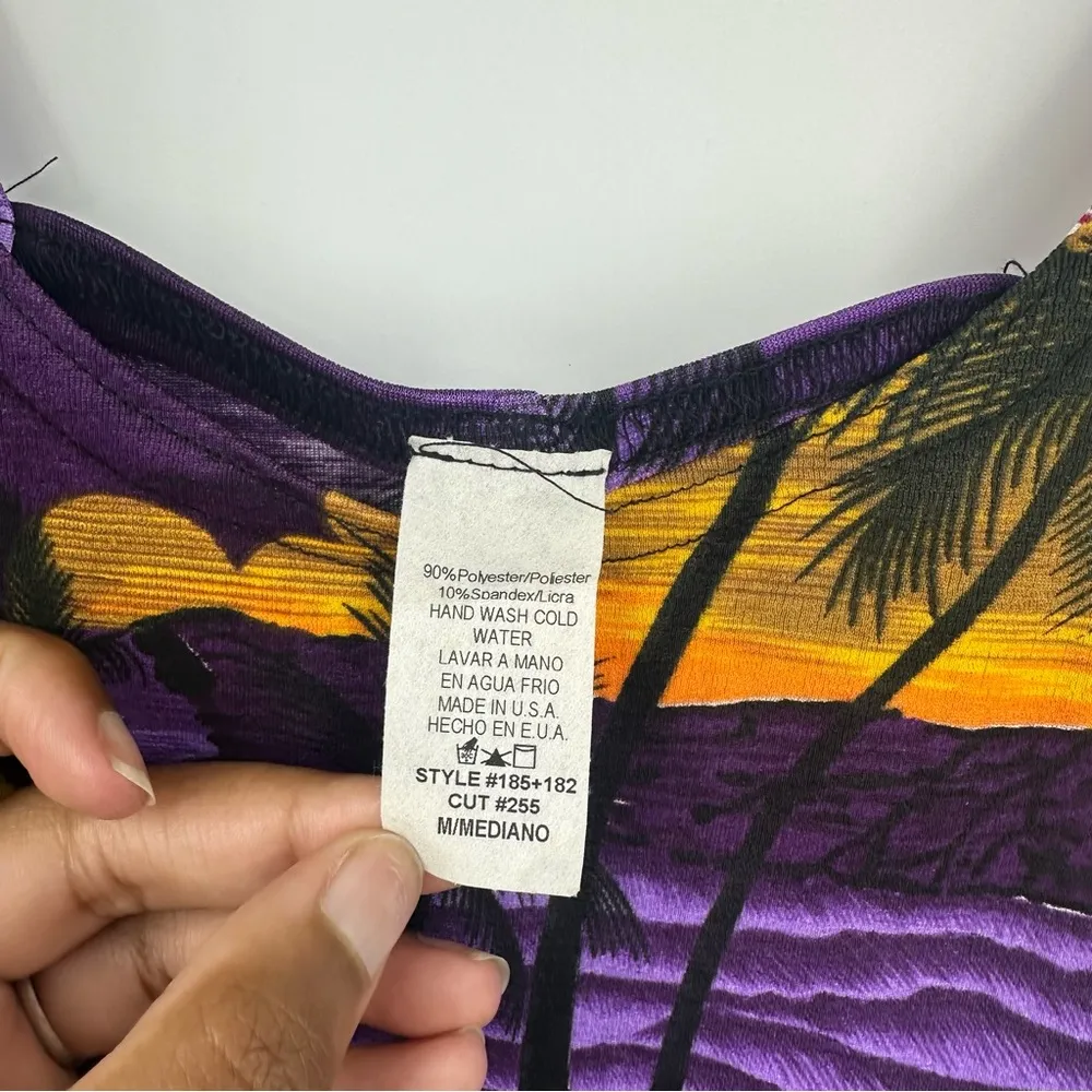 Vintage Y2K Floral Tropical Tank Top Size Medium Bright Summer Beach Early 2000s - Image 4