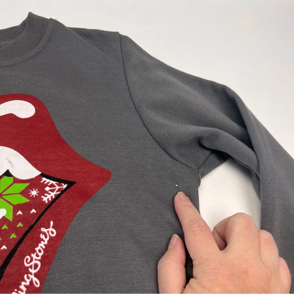 The Rolling Stones Christmas Womens Size Medium Grey Gray Sweatshirt Holiday NEW - Image 6