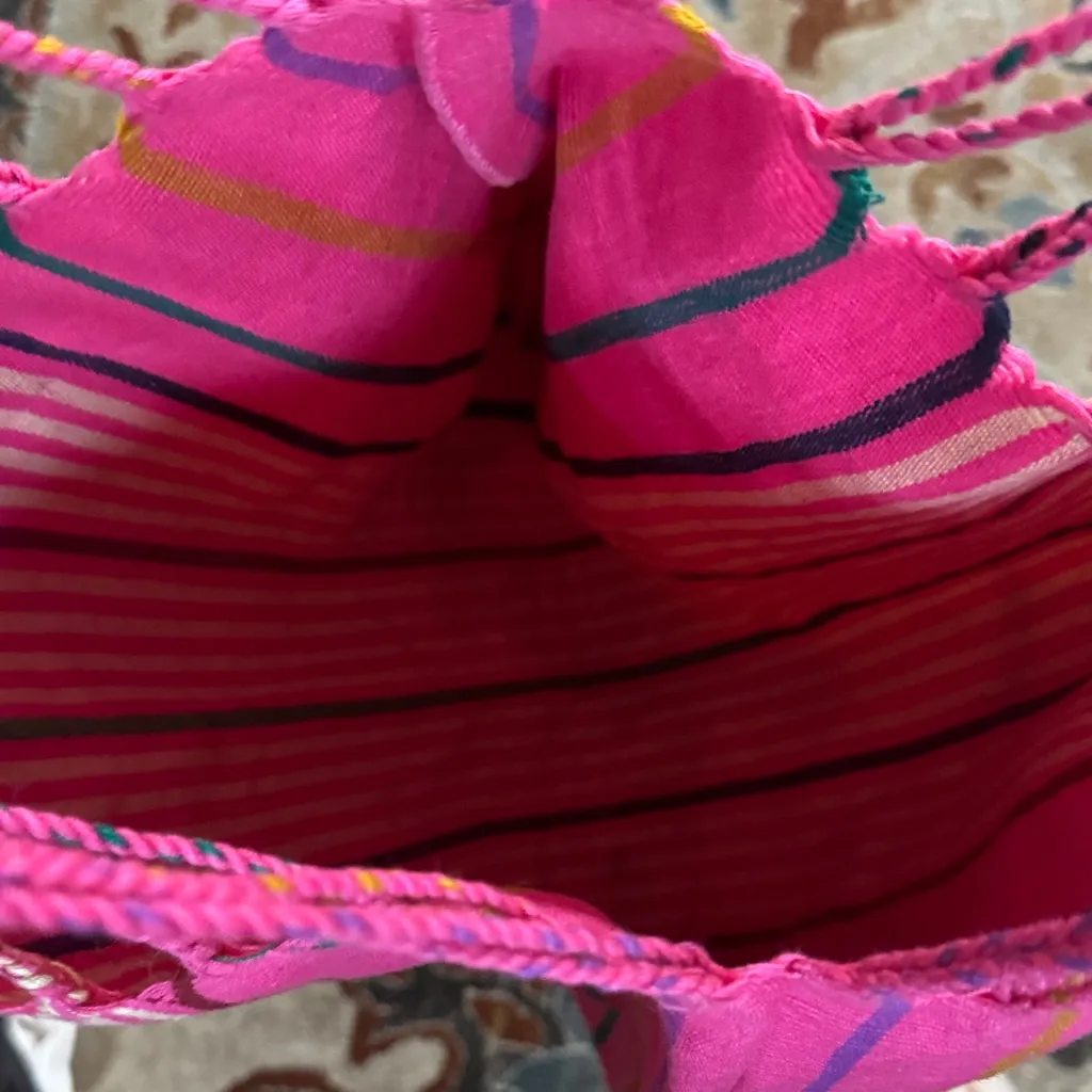 Vibrant Pink Striped Tote Bag - Image 3
