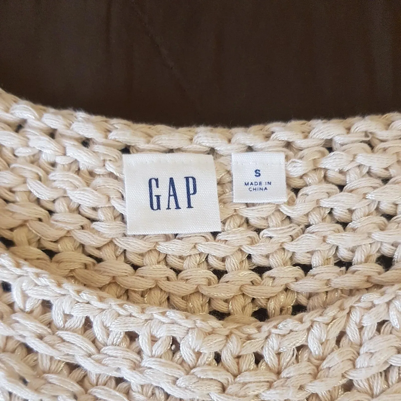 Gap Womens Sweater Tank Sz Small Crochet Beach Bohemian Boho Neutral Minimalist - Image 10