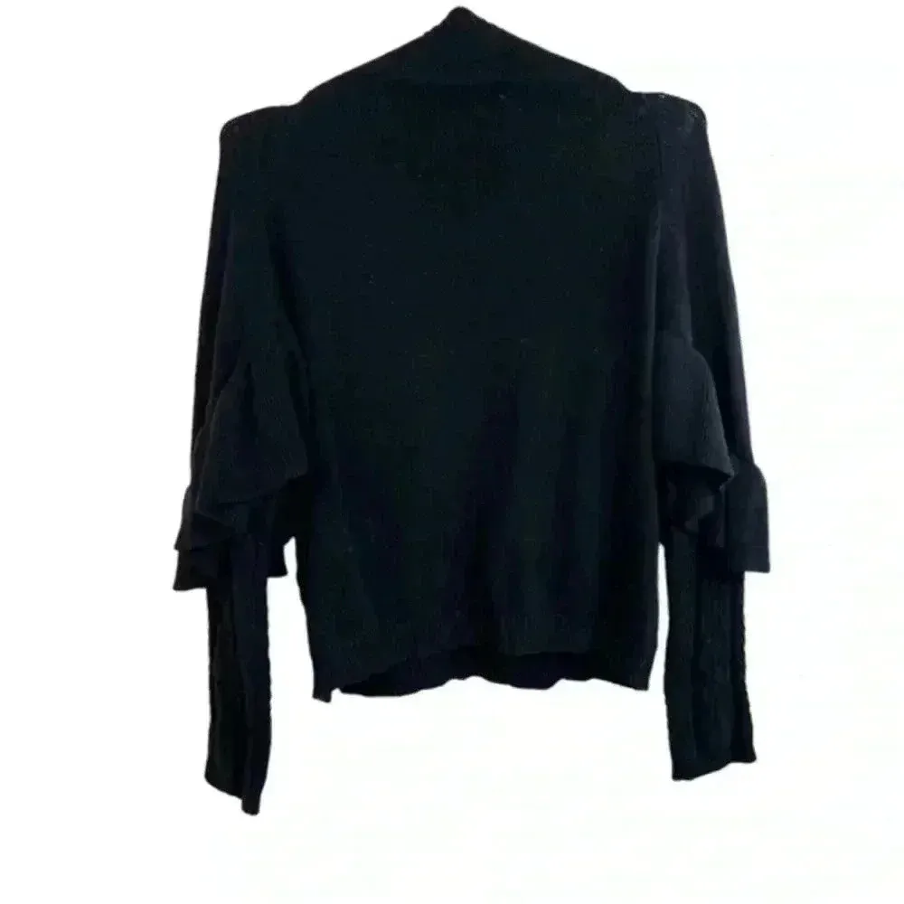 Project Naadam Black Mock Neck Cable‎ Knit Sweater - Image 2
