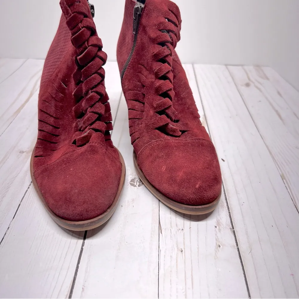 Free People Loveland Suede Ankle Boots in Red Size 37 - Image 12