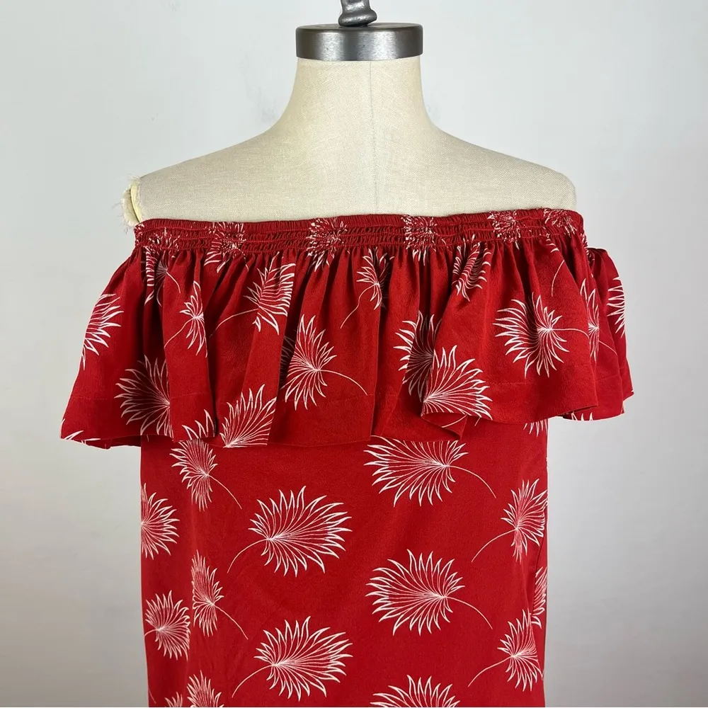Madewell Palm Flower Off Shoulder Silk Dress - Image 4