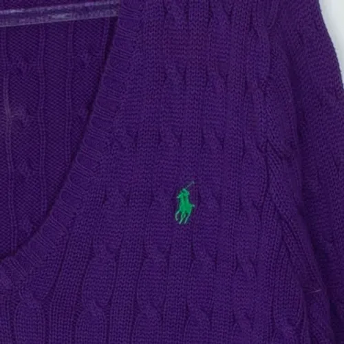 Ralph Lauren Sport Womens Old Money Cable Knit Sweater Size XL Purple Preppy - Image 3
