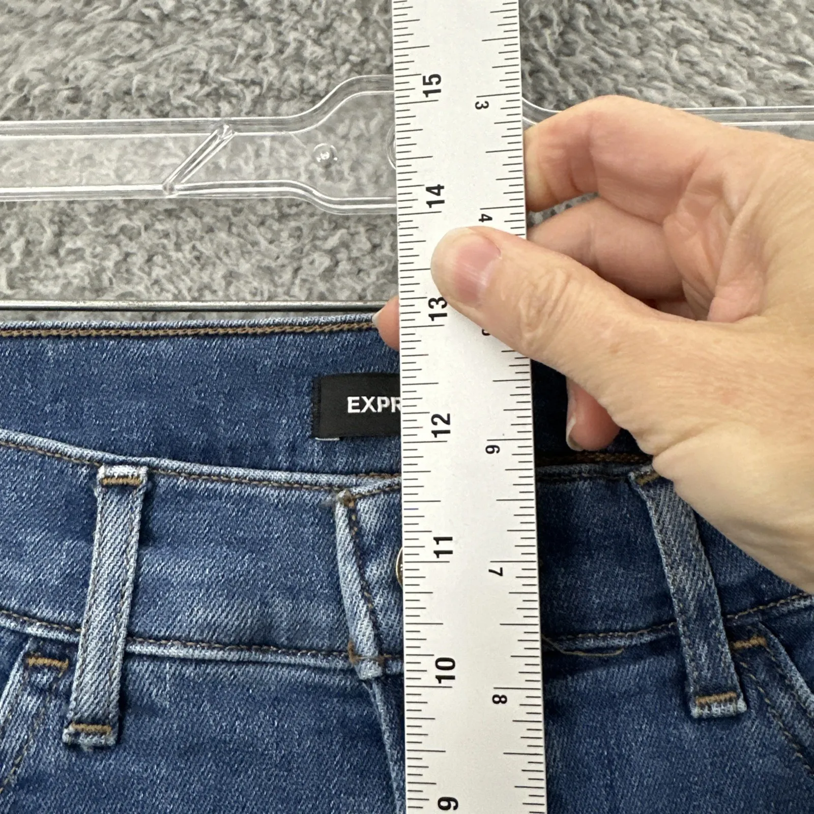 Express High Rise Flare Jeans Distressed Boho Festival Stretch Women's 10R x 31 - Image 7