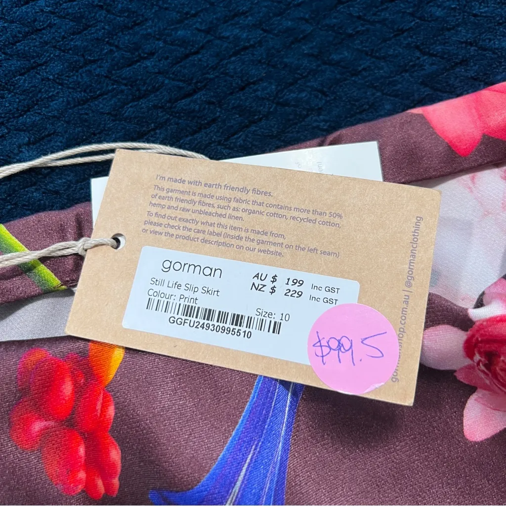 Gorman X Hattie Molloy Still Life Satin Slip Skirt Midi Floral Print Pull - Image 14