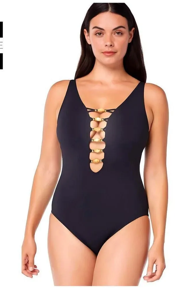 New. Bleu Rod Beattie lace down beaded swimsuit. 20W. Retails $145 - Image 1