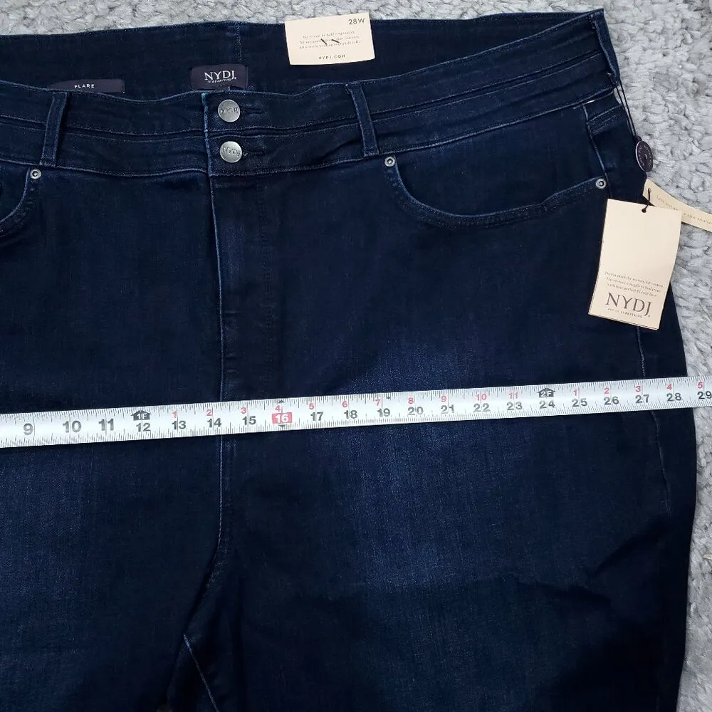 NYDJ Ava Ankle Flare Blue Dark Wash High Rise Paneled Jeans Plus Size 28W - Image 11
