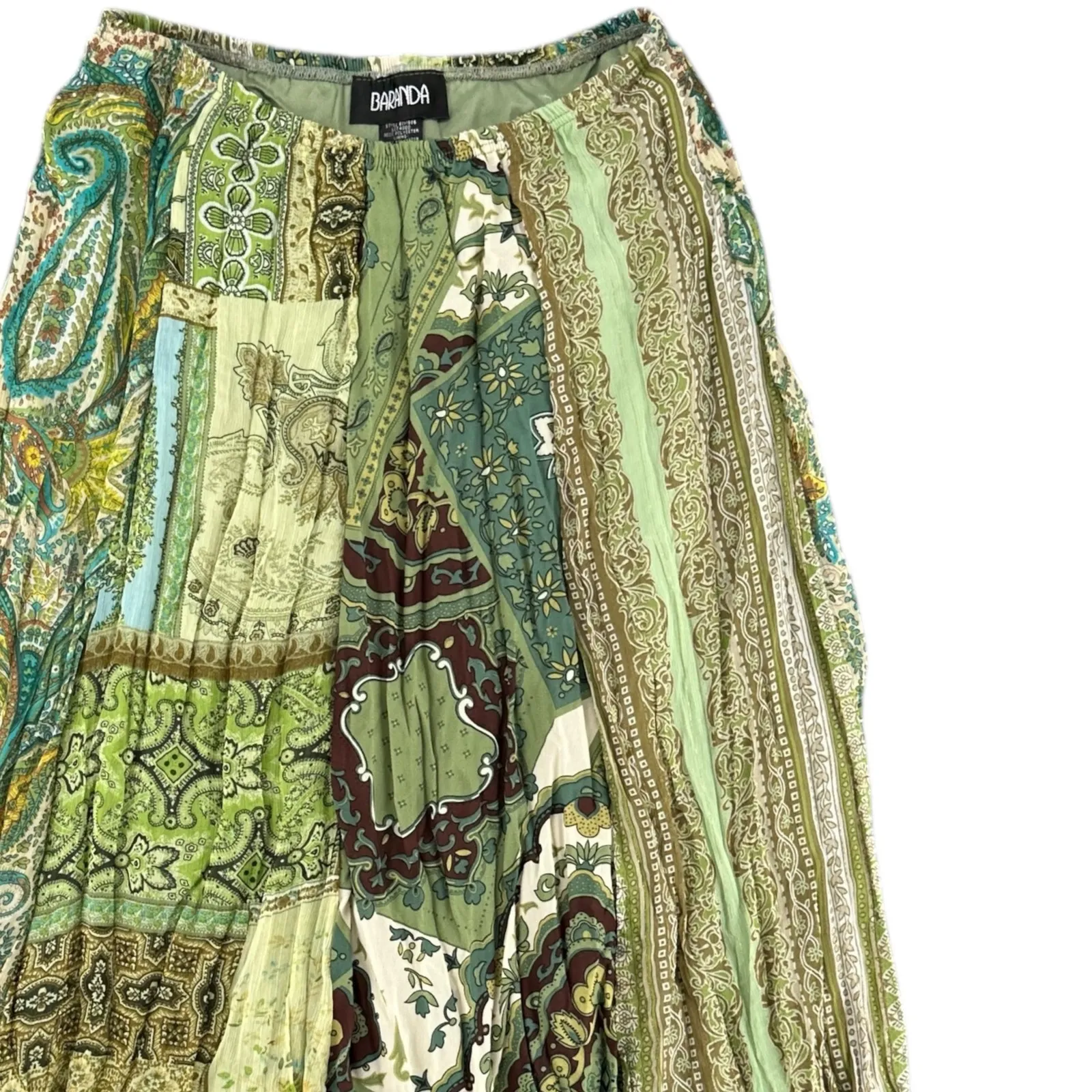 Vintage Y2K Whimsigoth Fairycore Boho Midi Skirt Cottagecore Earthy Green M Size M - Image 2