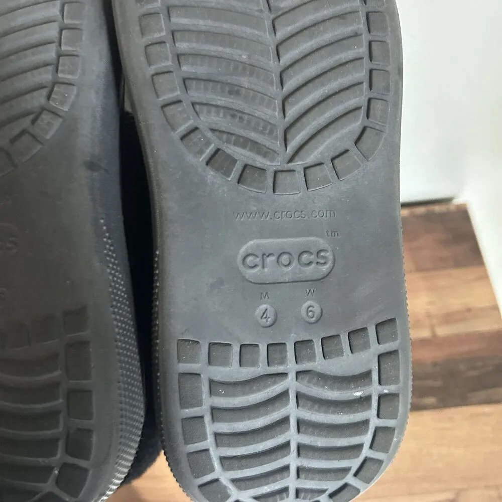 Crocs Furever Crush Soft Fluffy Faux Fur Clogs Black Womens 6 Black Platform - Image 8