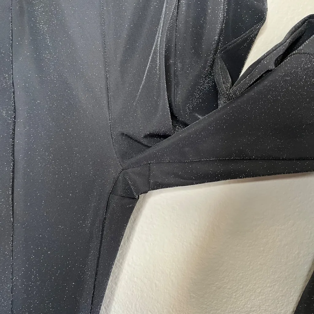 Yitty Black Sparkle Shimmer Relaxed Split Hem Activewear Leggings Medium - Image 9