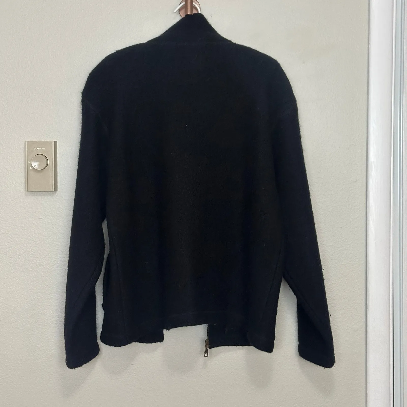 Patagonia Womens M Black 100% Wool Boucle Full Zip Jacket Knit Sweater Cozy Fall - Image 9