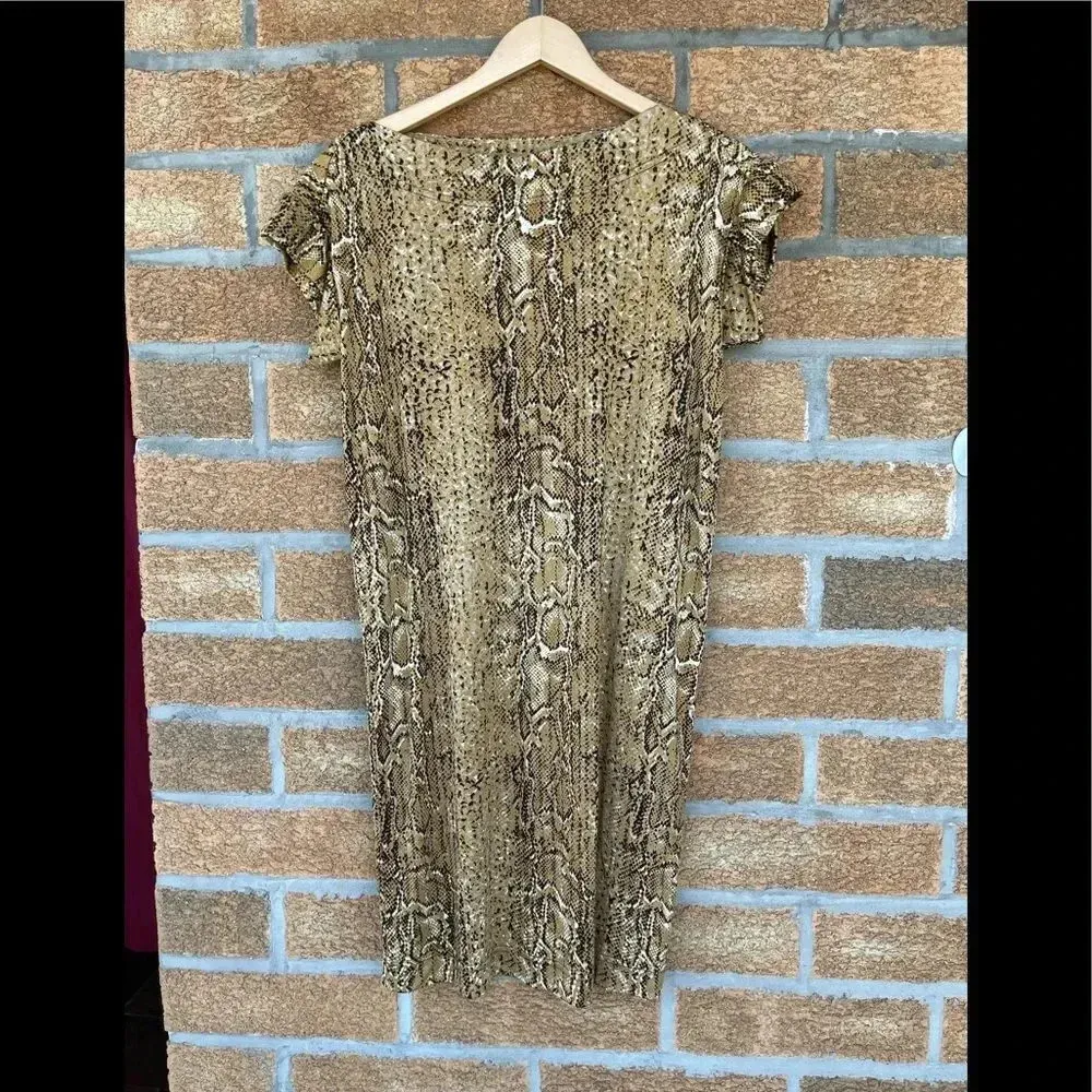TORY BURCH Snake Print Silk Short Sleeve Dress size small - Image 13