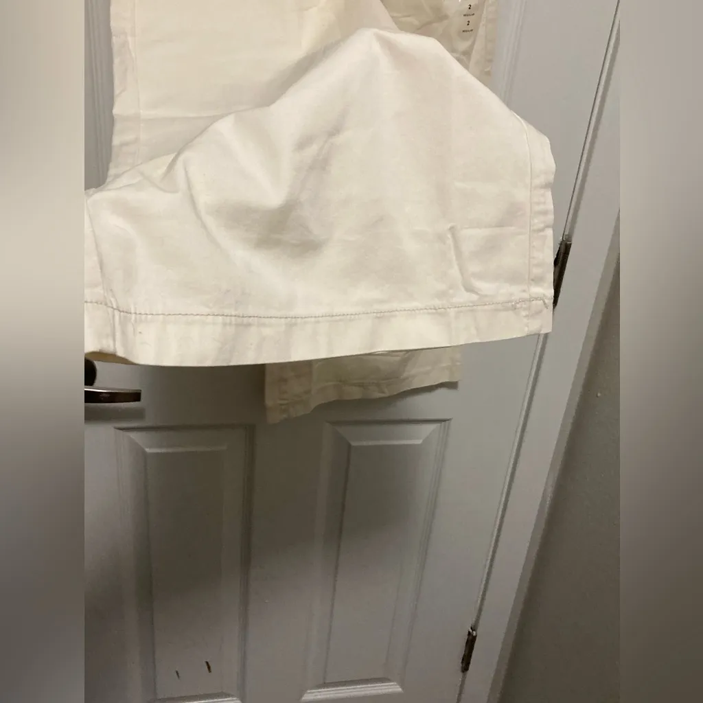 American Eagle Cream Highest Rise Belted Paperbag Waist Cropped Wide Leg Pants - Image 9