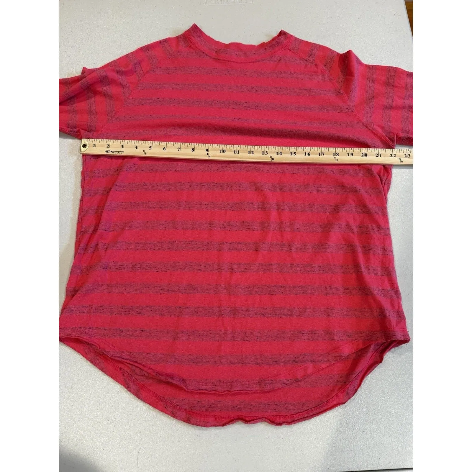 Zella Top Womens Small Hot Pink Striped Athletic Athleisure Travel Basic Casual - Image 6