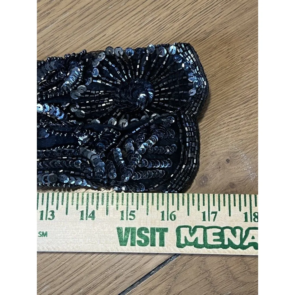 Laurence Kazar Black Silk Beaded Blouse Shirt Top Evening Size Small Luxury - Image 7