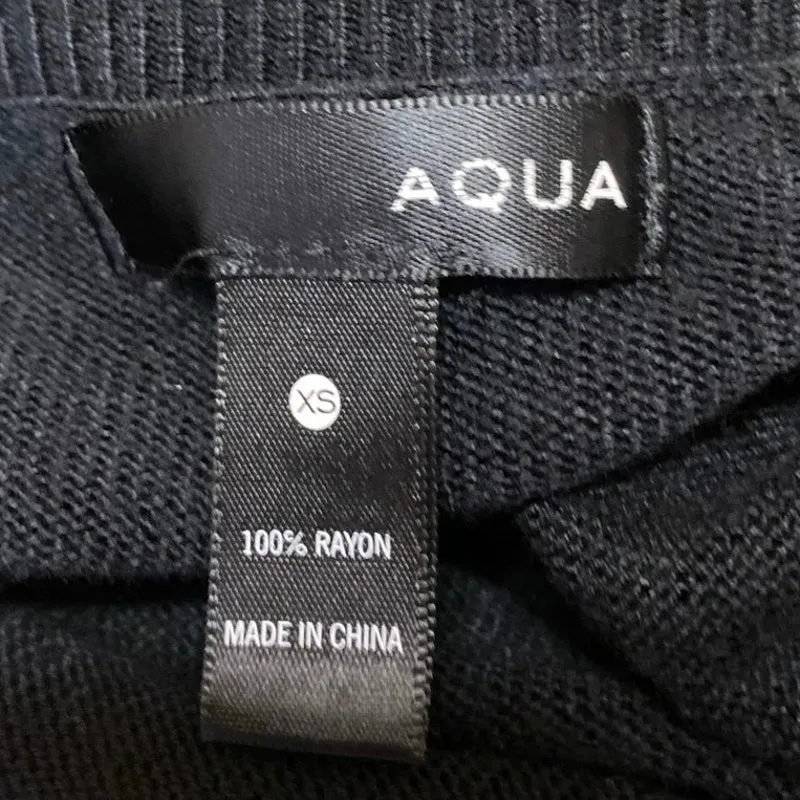 Aqua Women's Black V-neck Long Sleeve Knit Pullover Sweatshirt Sweater Top Sz XS - Image 3