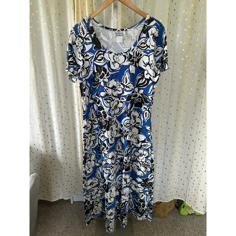 Anthony Richards Hawaiian 100% Cotton Aloha Tropical Floral Midi Dress L Size L - Image 2