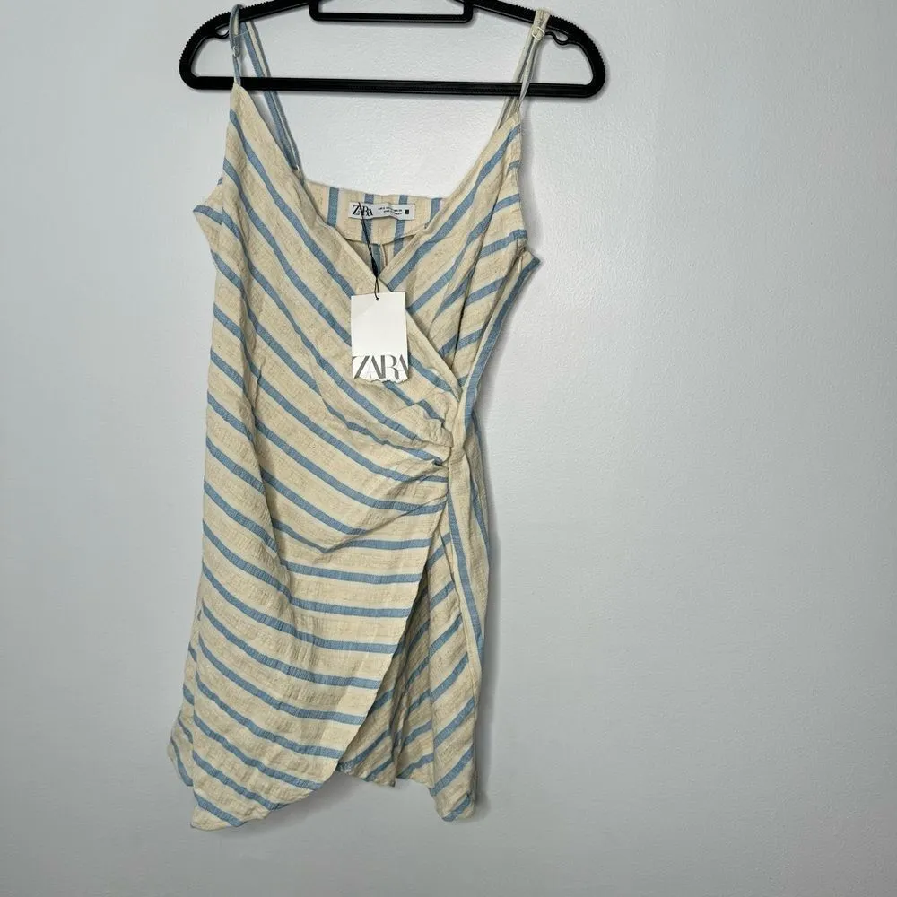Zara linen blend wrap dress size small - Image 3