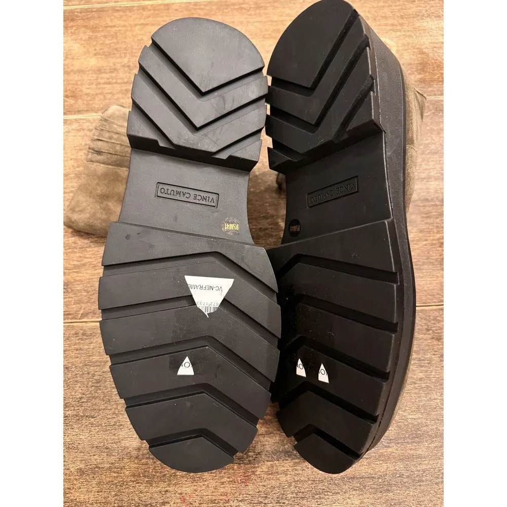 Vince‎ Camuto Womens Neframes Ankle Boots Wedge Heel Army Green Suede Zip 9.5M - Image 6