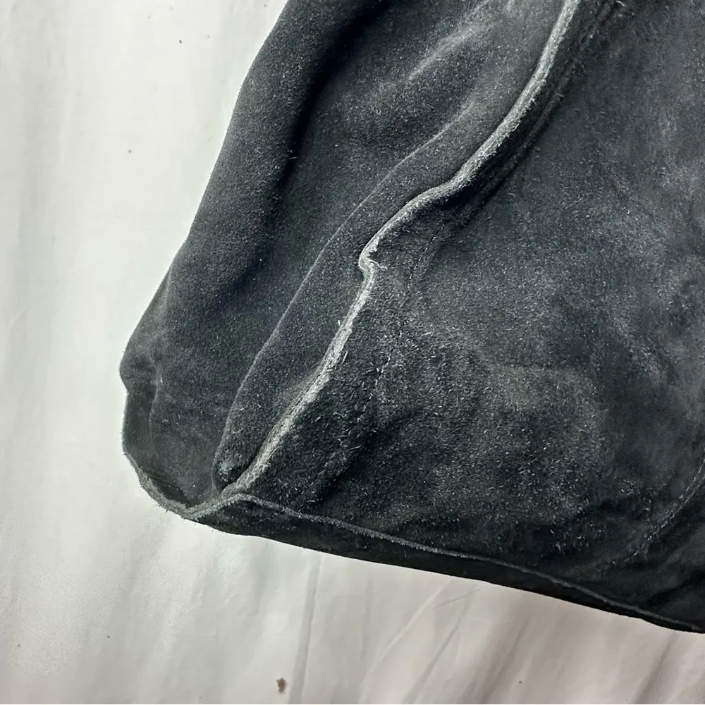 MNG Mango Black Suede Tote Crossbody Purse Bag Large 18x12” - Image 10