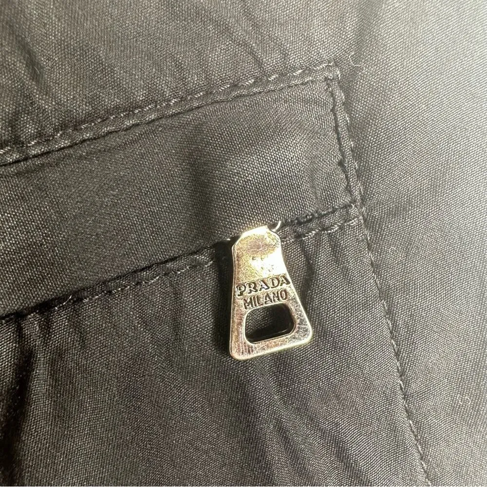 PRADA Black Straight Cropped Cargo Pants Women's Made in Italy Size 42 - Image 8