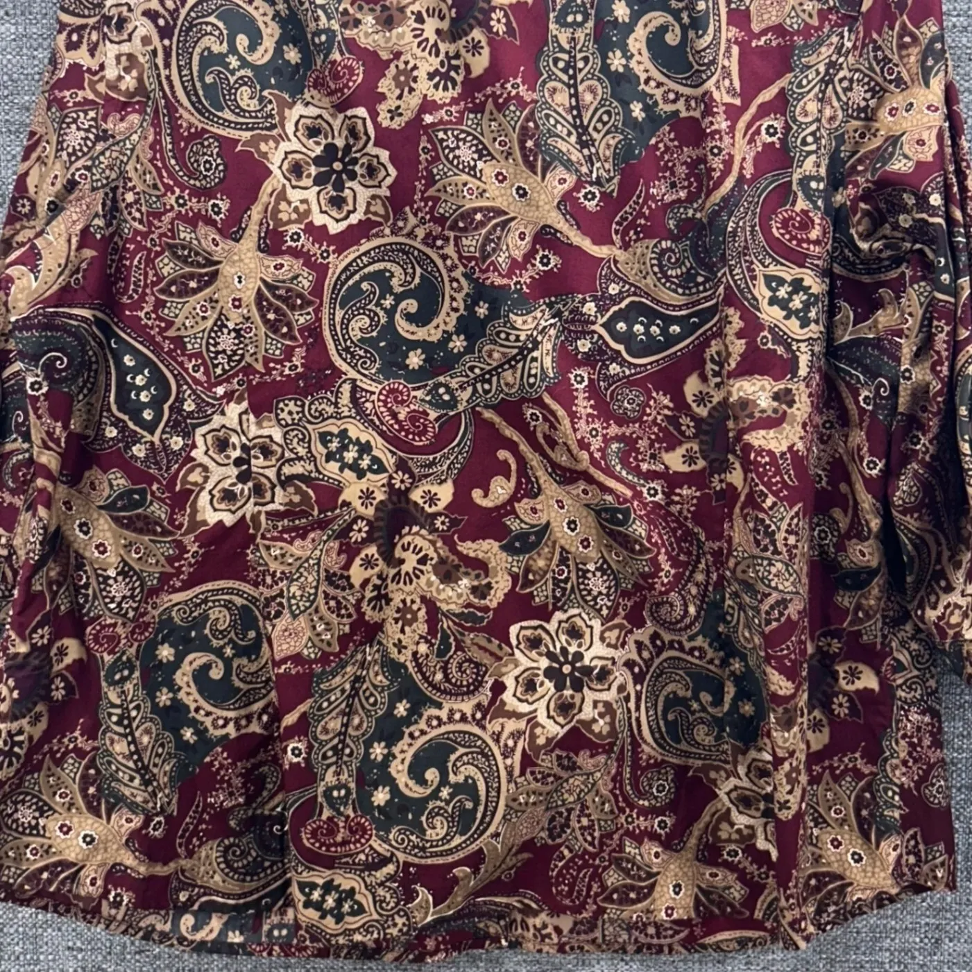 Chaps Paisley Button Up Blouse Maroon‎ 2X - Image 6
