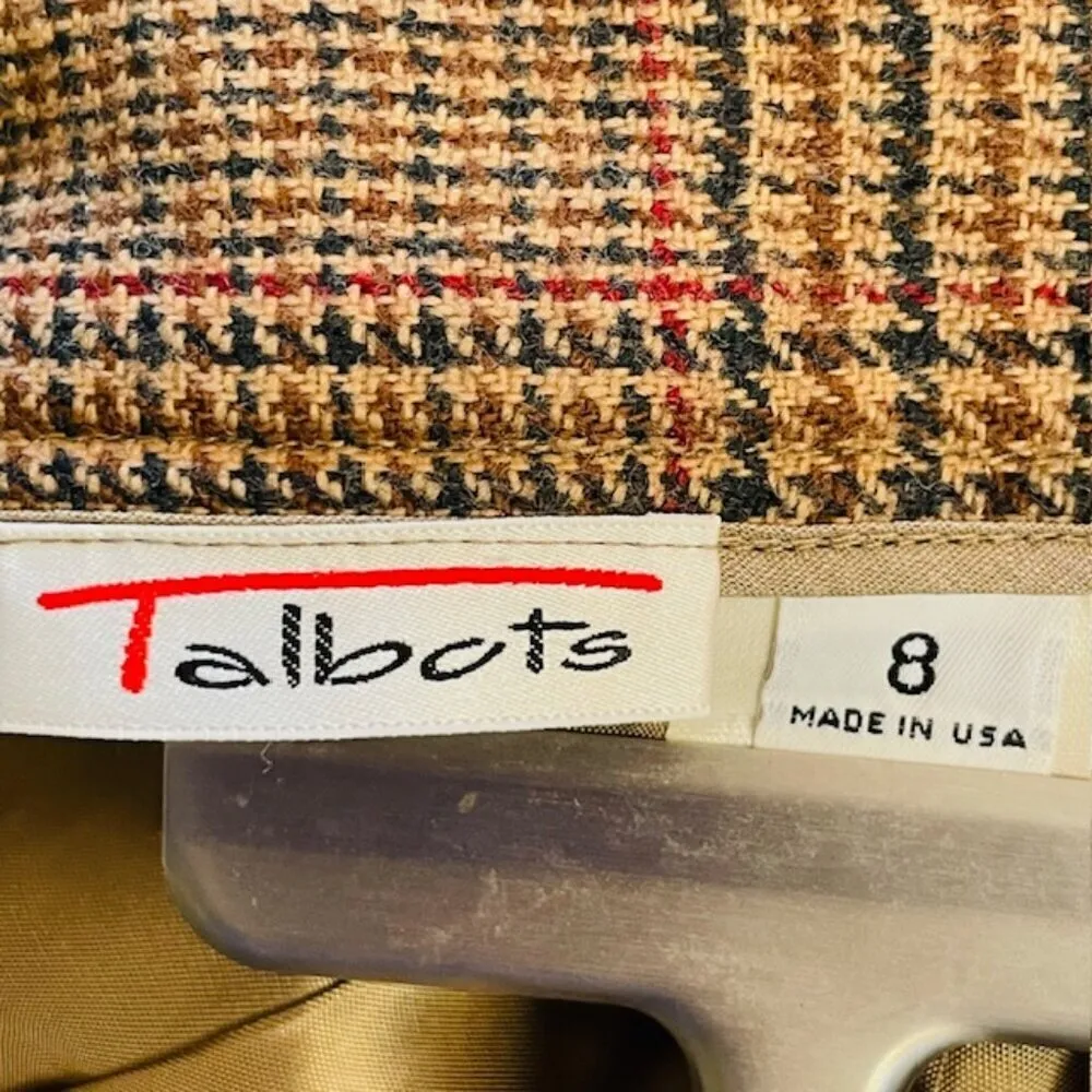 Vintage Talbots Plaid Houndstooth Lambswool Midi Skirt Small 4 - Image 8