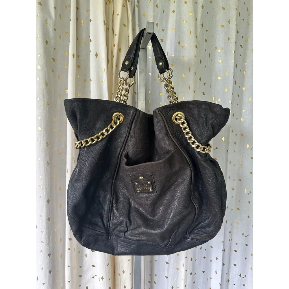 Juicy Couture Vintage Duchess Brogue Genuine Leather Link Chain Shoulder Bag - Image 2